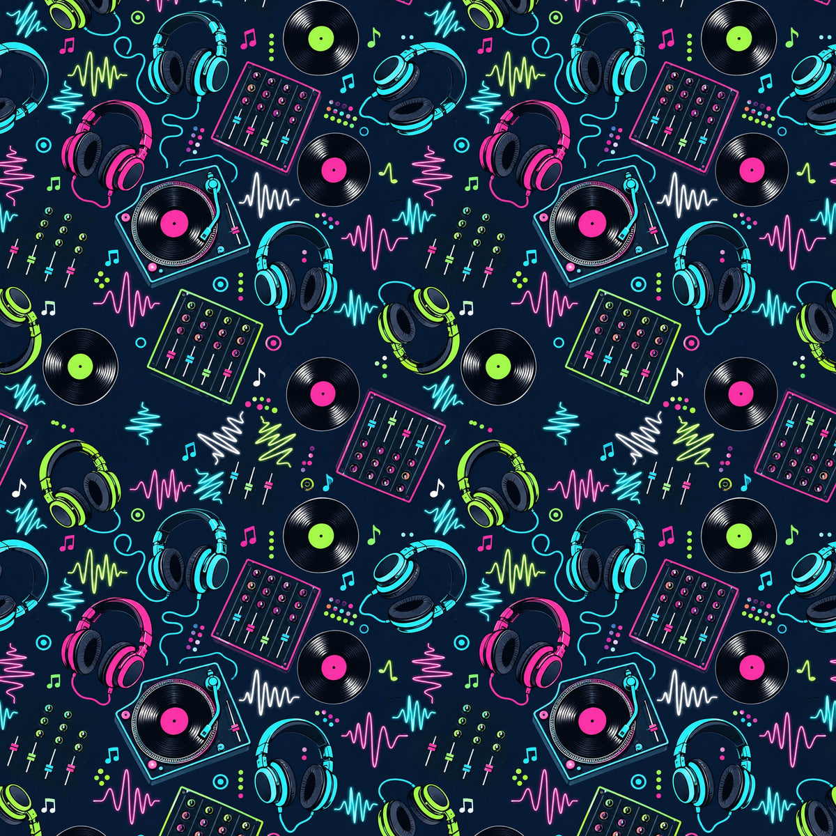 DJ Headphones Wrapping Paper pattern close-up