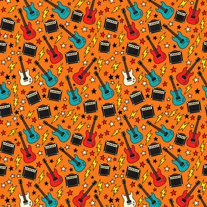 Guitar and Amp Rock Wrapping Paper pattern close-up