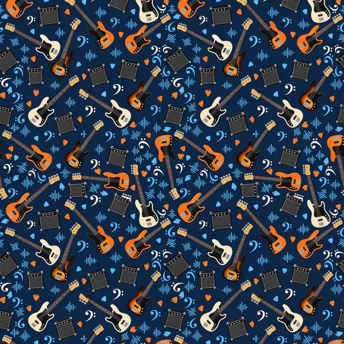 Bass Guitar Wrapping Paper pattern close-up