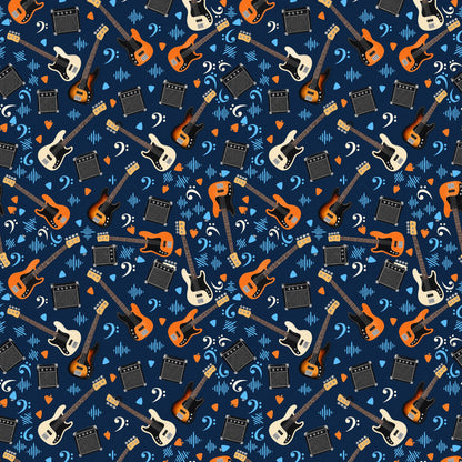Bass Guitar Wrapping Paper pattern close-up