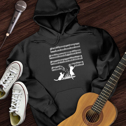 Printify Hoodie Black / S Cat Music Sheet Hoodie