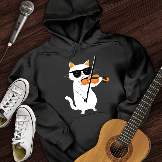 Printify Hoodie Black / S Cat Playing Violin Hoodie