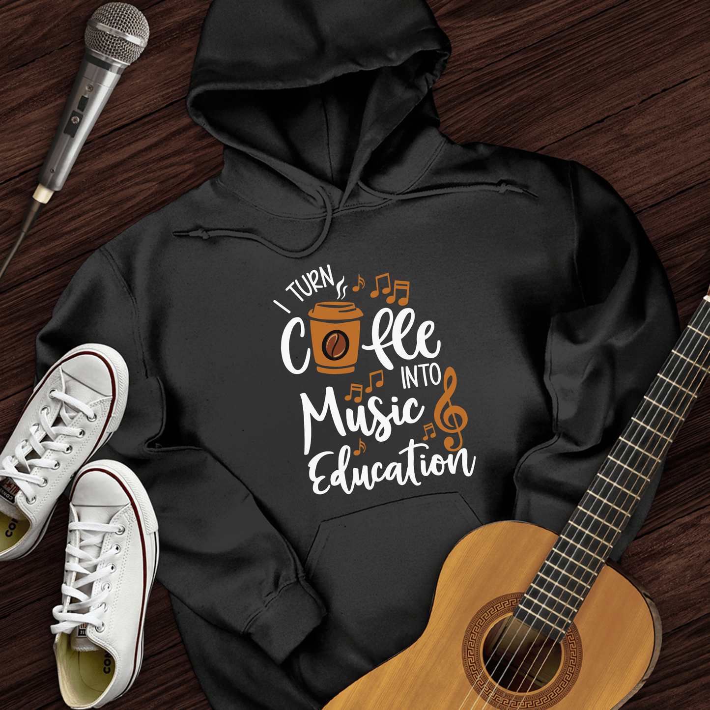 Printify Hoodie Black / S Coffee Into Music education Hoodie