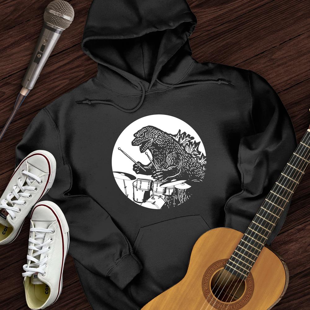 Printify Hoodie Black / S Dino Playing Drums Hoodie