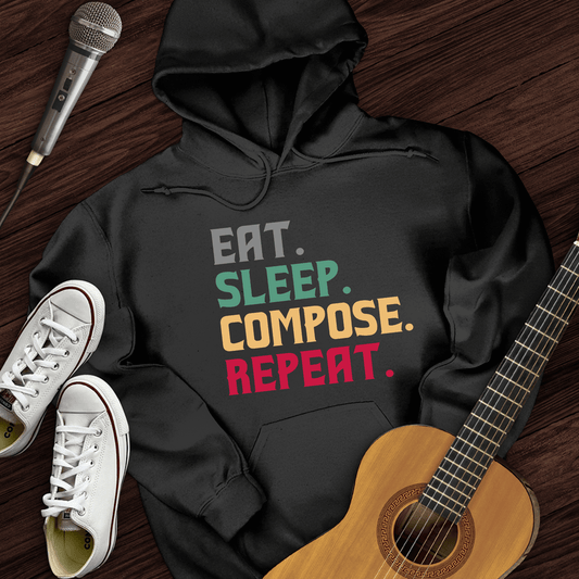 Printify Hoodie Black / S Eat, Sleep, Compose, Repeat Hoodie