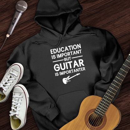 Printify Hoodie Black / S Education Is Important But Piano Is Importanter Hoodie
