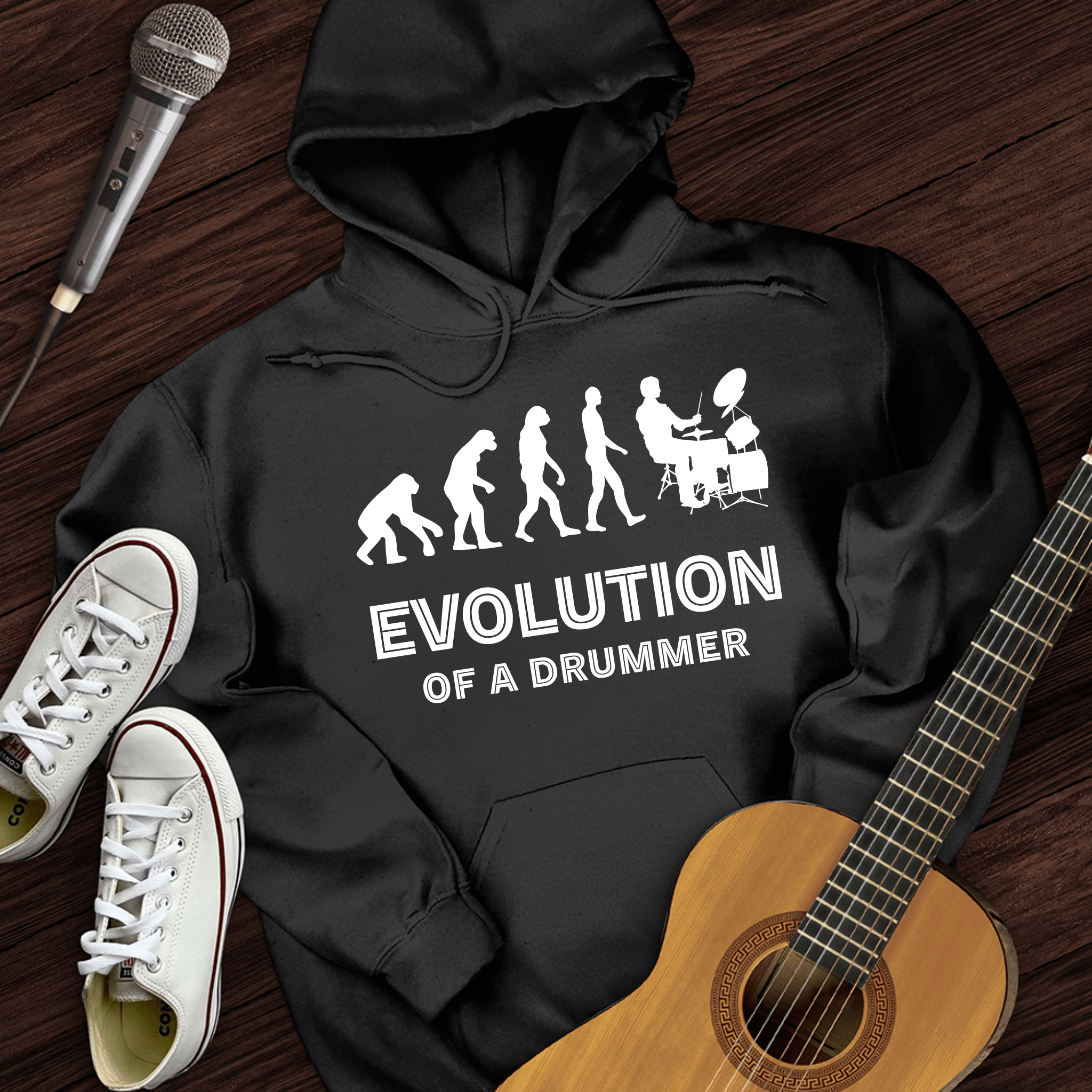 Printify Hoodie Black / S Evolution Of A Drummer Hoodie