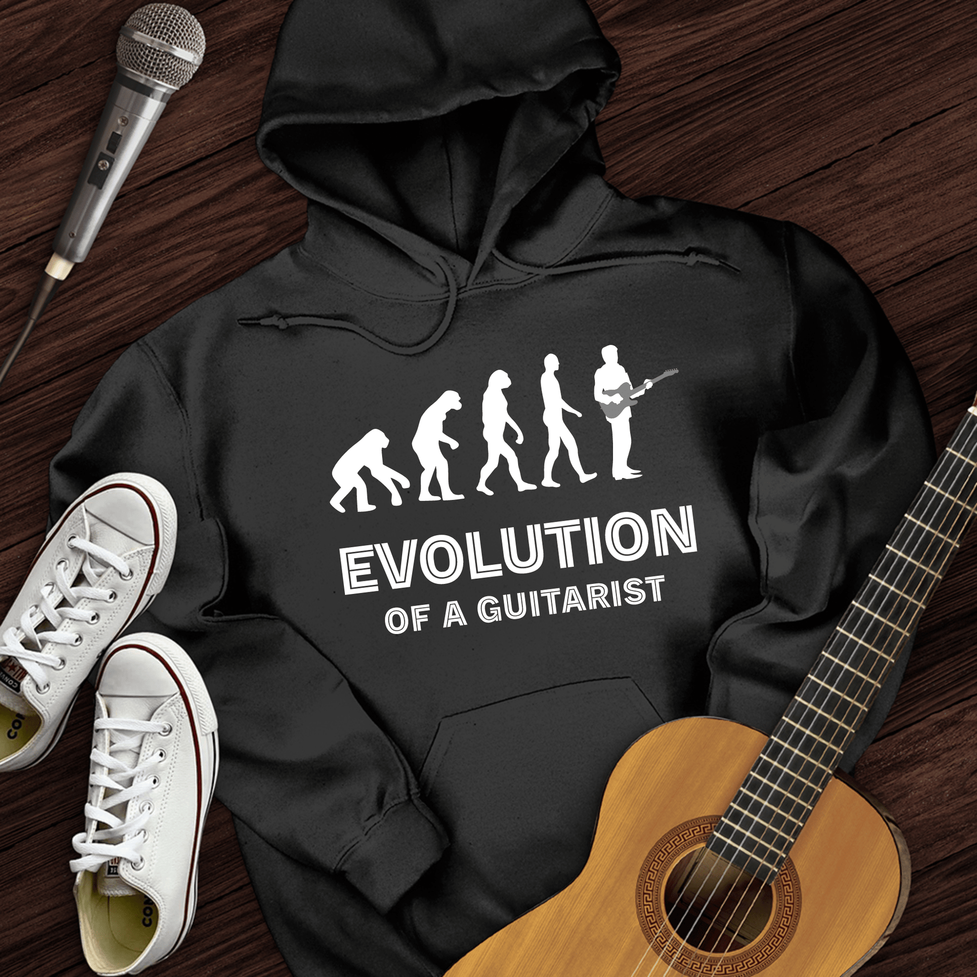 Printify Hoodie Black / S Evolution Of A Guitarist Hoodie