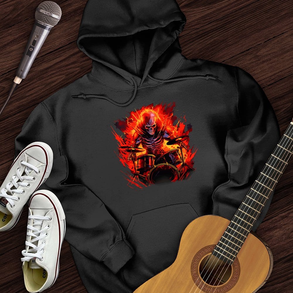 Printify Hoodie Black / S Fiery Drummer Guitar Hoodie