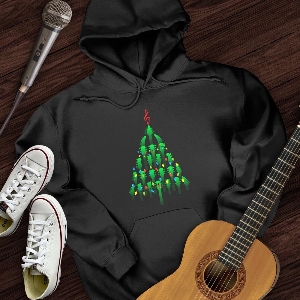 Printify Hoodie Black / S Guitar Christmas Tree Hoodie