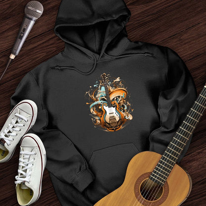 Printify Hoodie Black / S Guitar Steampunk Hoodie