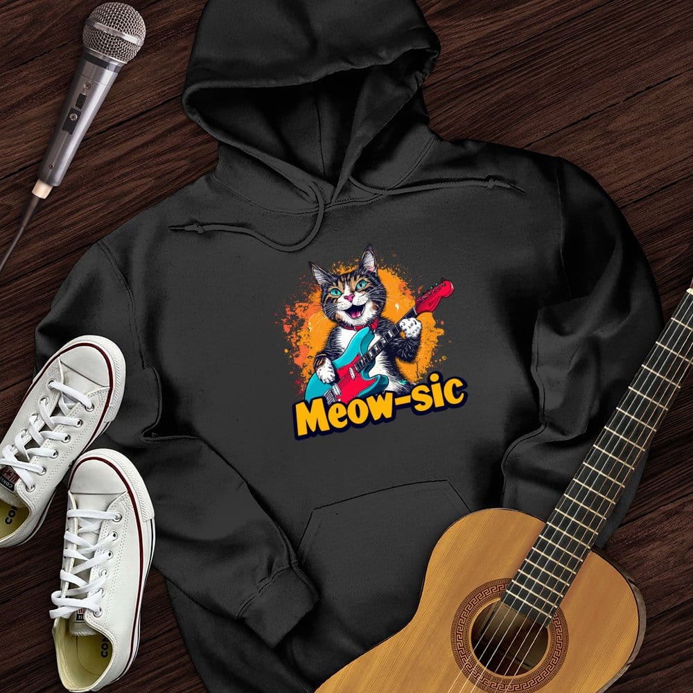 Printify Hoodie Black / S Music Meow Hoodie