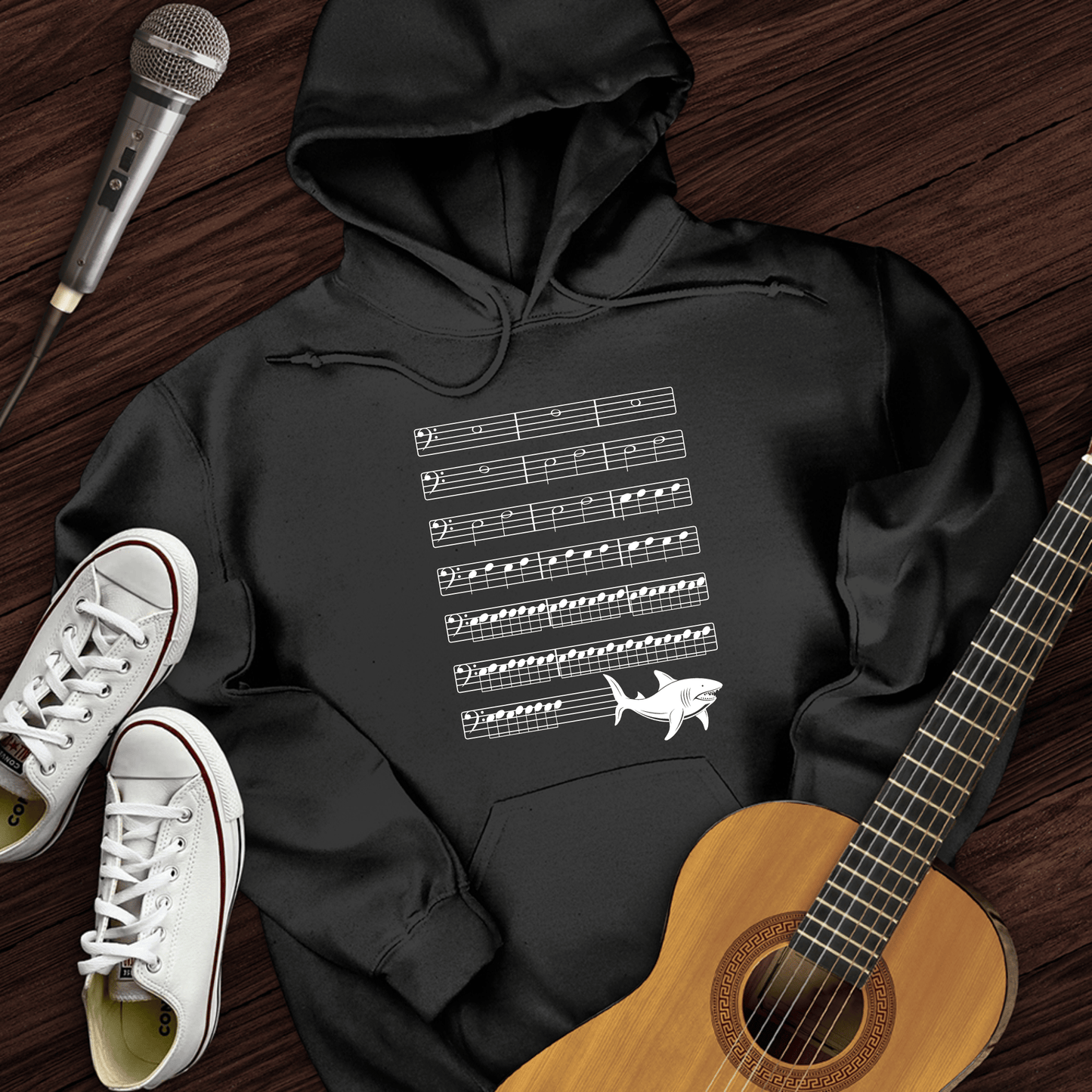 Printify Hoodie Black / S Music Shark Hoodie