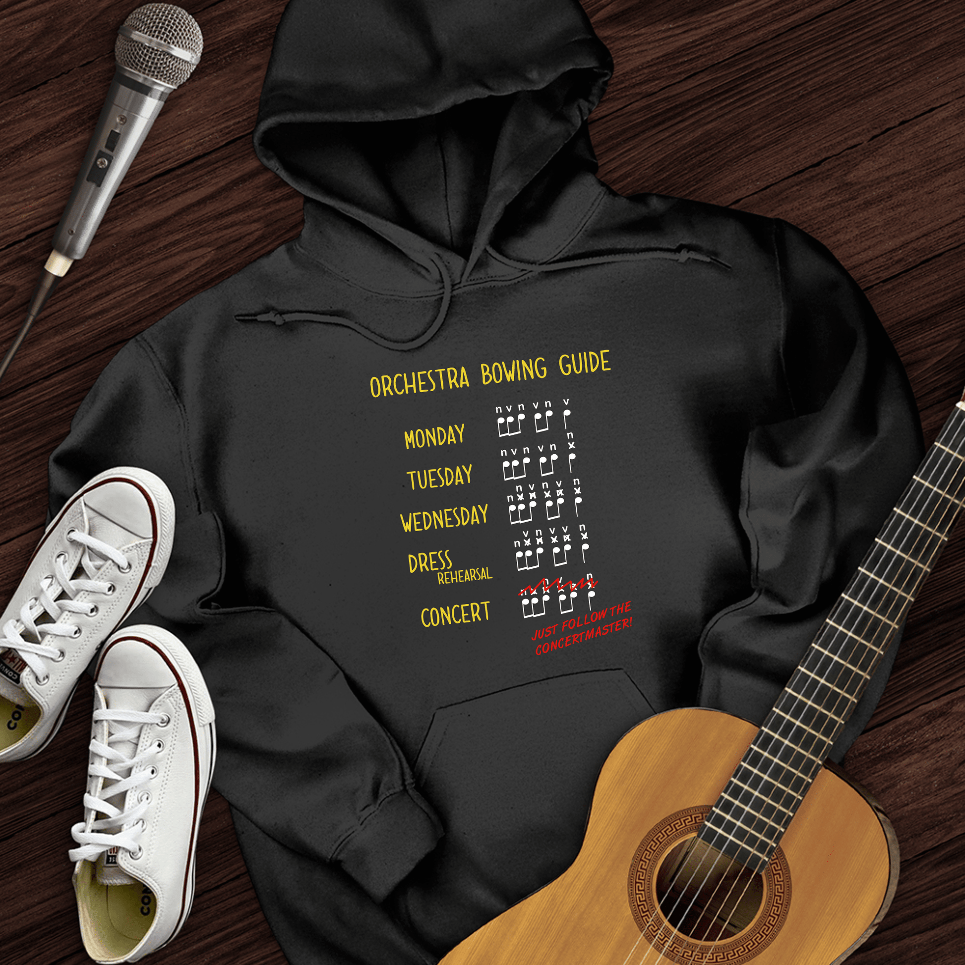 Printify Hoodie Black / S Orchestra Bowing Guide Hoodie