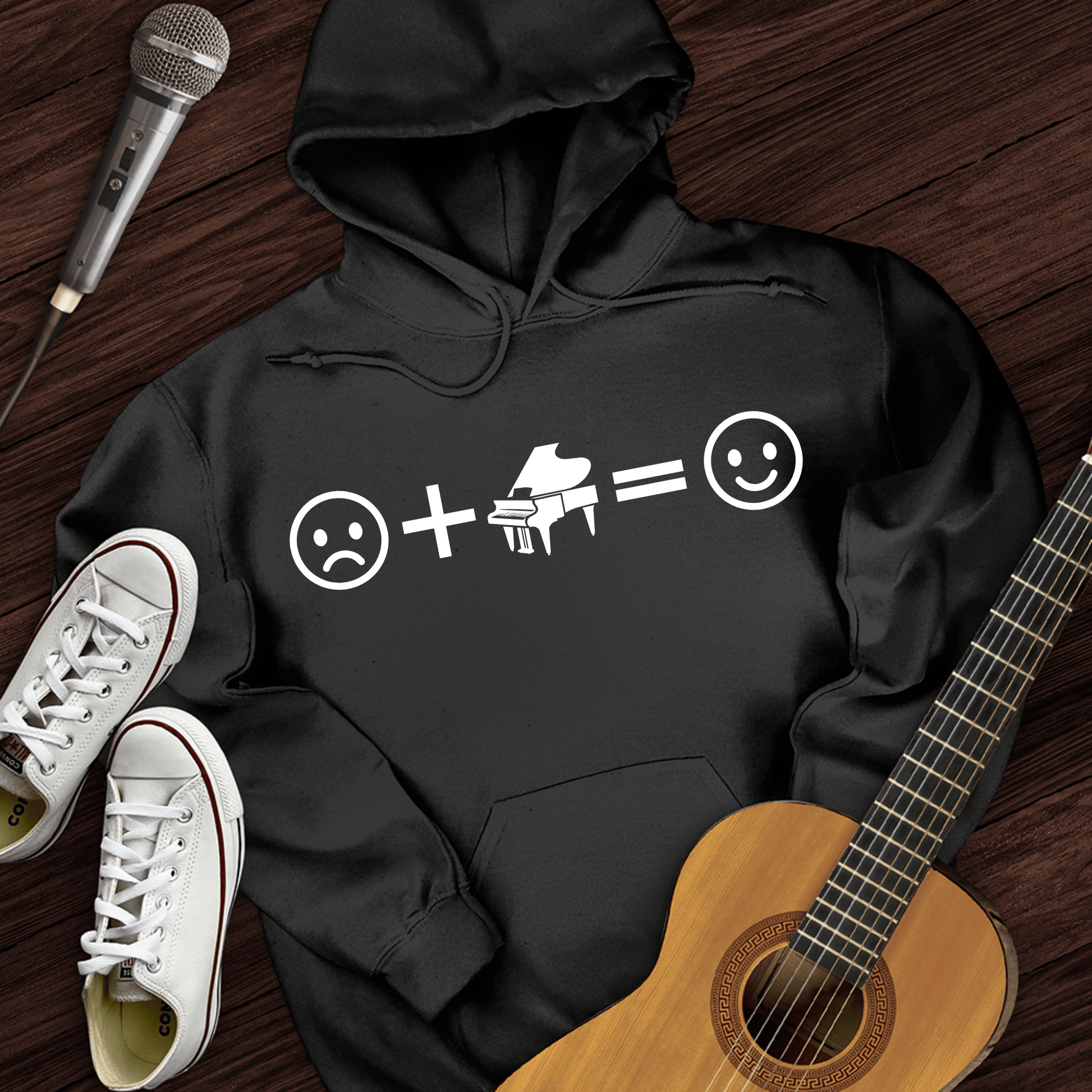 Printify Hoodie Black / S Piano Makes Me Happy Hoodie