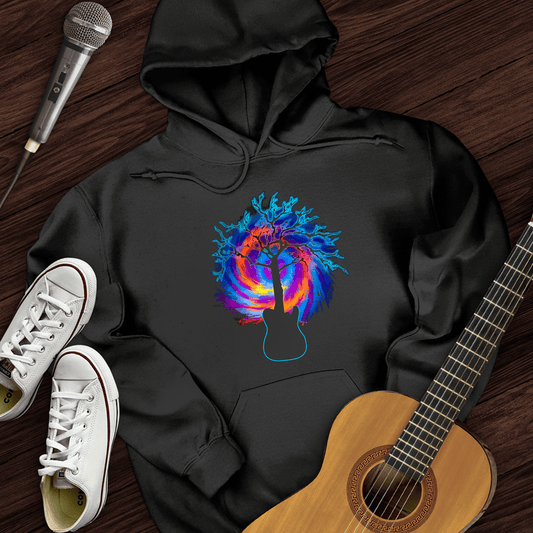 Printify Hoodie Black / S Psychedelic Tree Guitar Hoodie