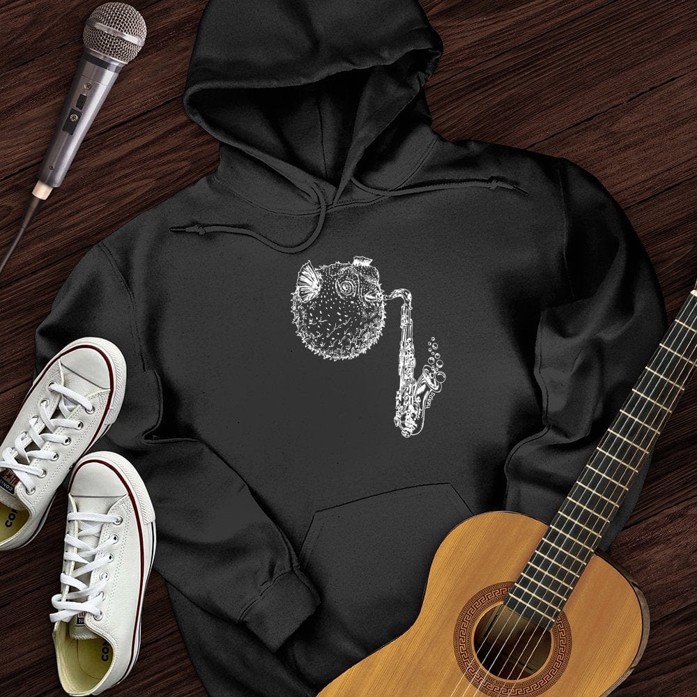 Printify Hoodie Black / S Puffer Fish Saxophone Hoodie