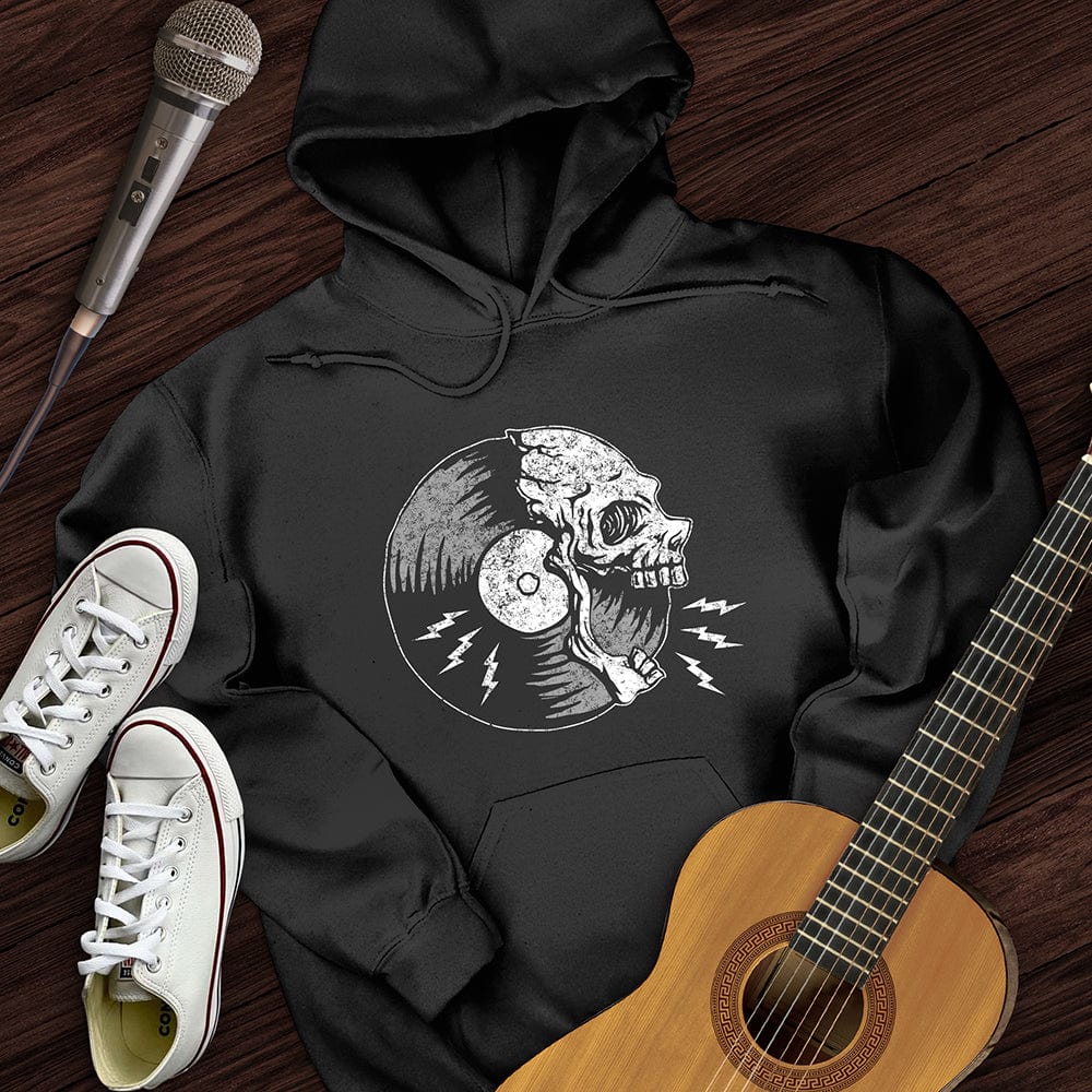 Printify Hoodie Black / S Skull Record Hoodie