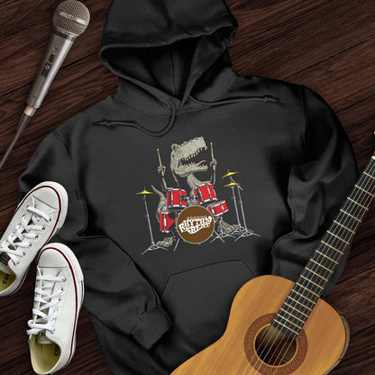 Printify Hoodie Black / S T-Rex Playing Drums Hoodie