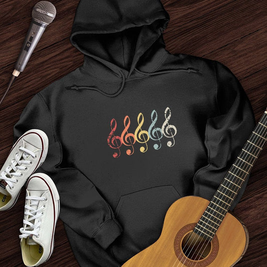 Printify Hoodie Black / S Vintage Treble Clef Hoodie