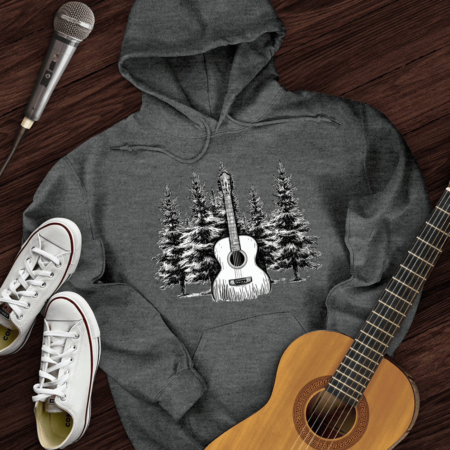 Printify Hoodie Dark Heather / S Acoustic Pines Hoodie