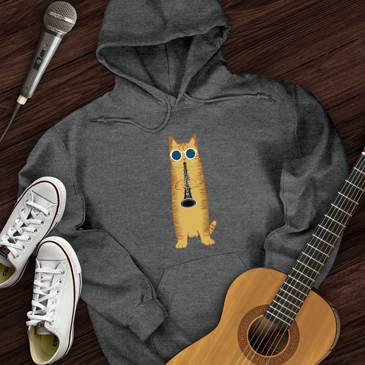 Printify Hoodie Dark Heather / S Cat Playing The Clarinet Hoodie