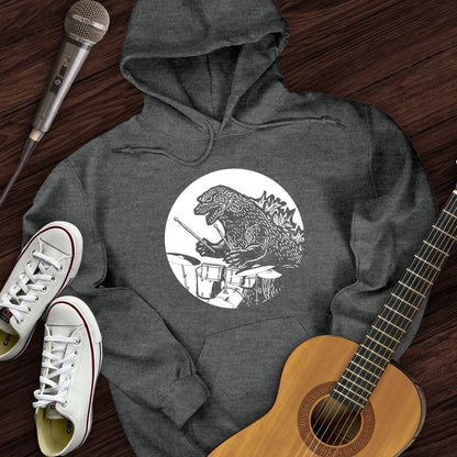 Printify Hoodie Dark Heather / S Dino Playing Drums Hoodie