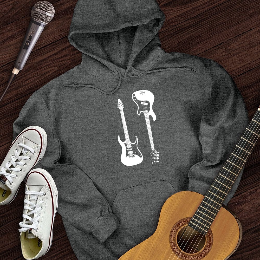 Printify Hoodie Dark Heather / S Electric and Bass Guitar Hoodie