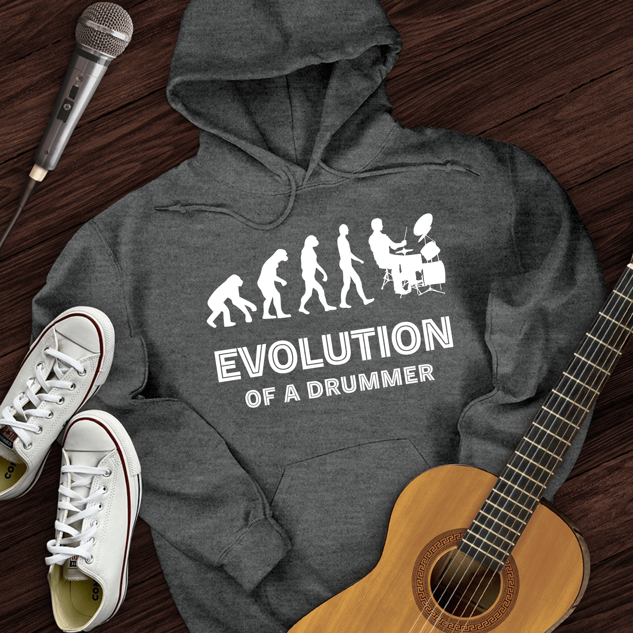 Printify Hoodie Dark Heather / S Evolution Of A Drummer Hoodie