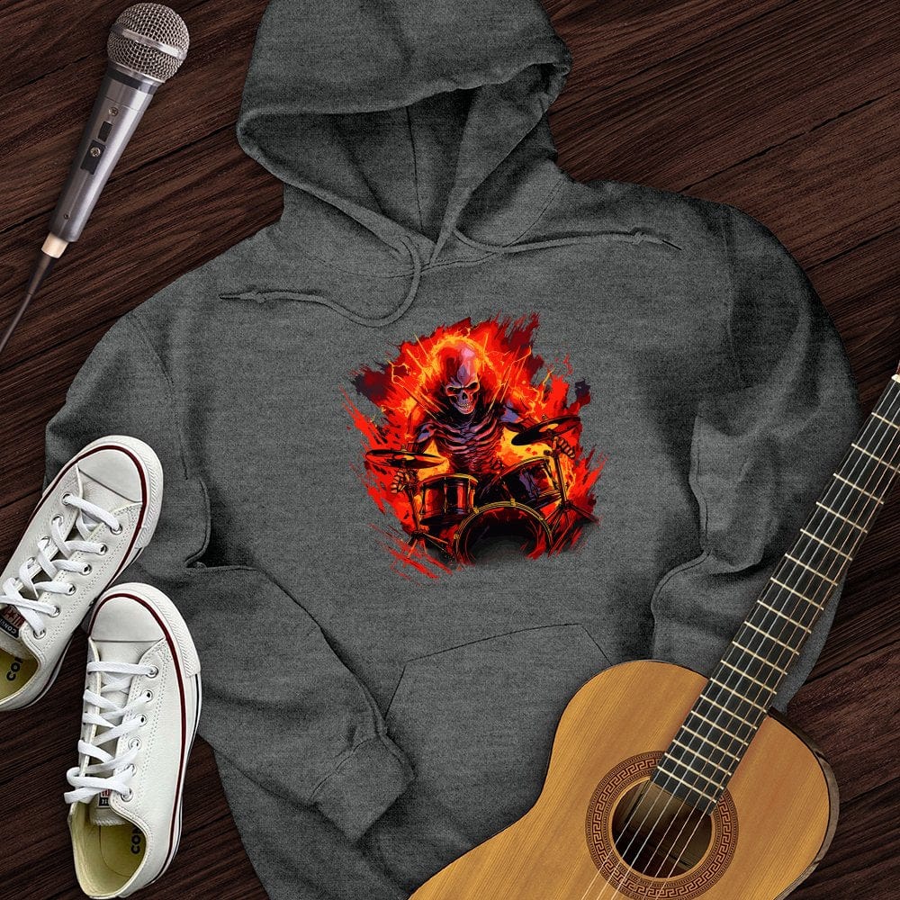 Printify Hoodie Dark Heather / S Fiery Drummer Guitar Hoodie