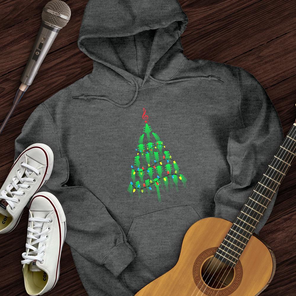 Printify Hoodie Dark Heather / S Guitar Christmas Tree Hoodie