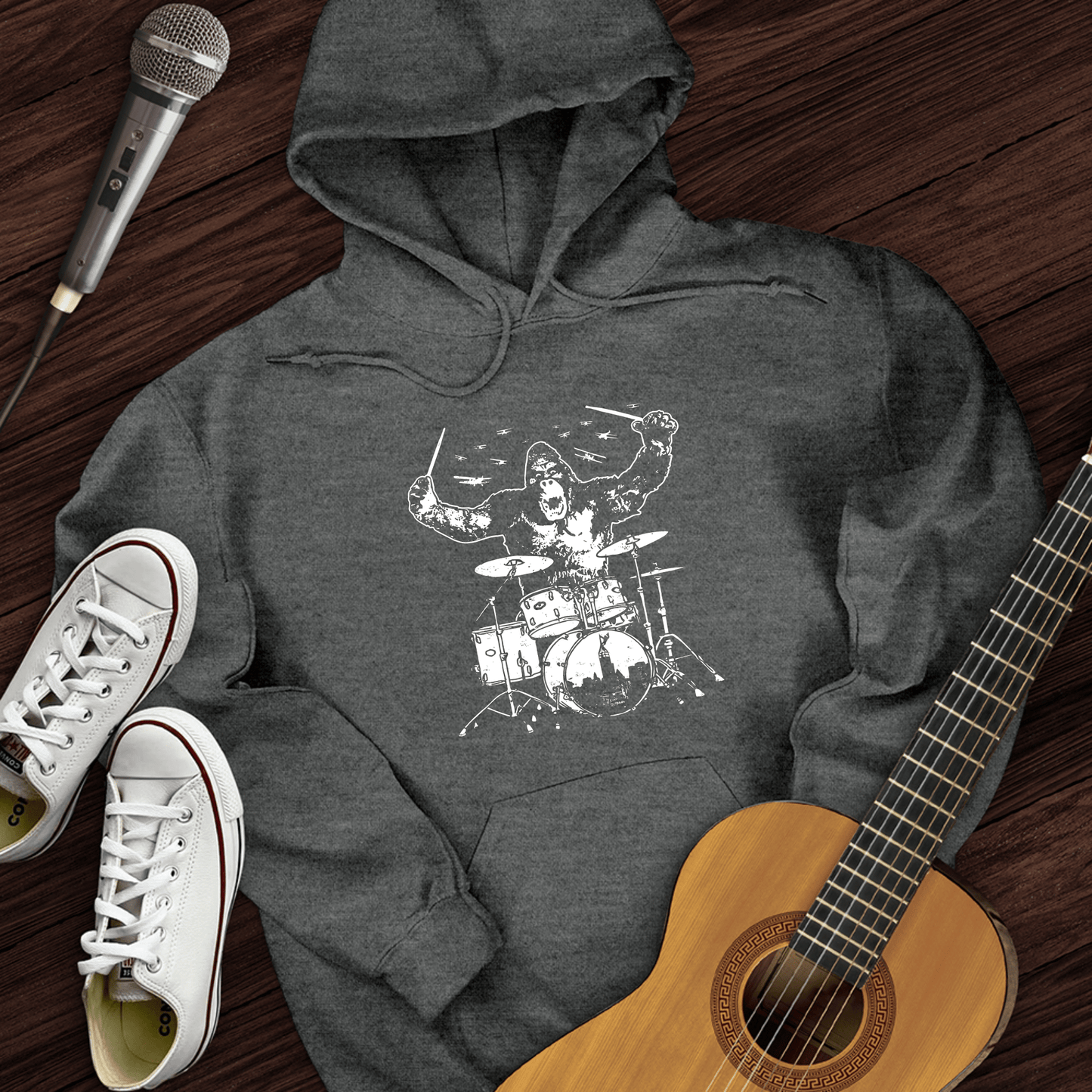 Printify Hoodie Dark Heather / S King Kong Drums Hoodie