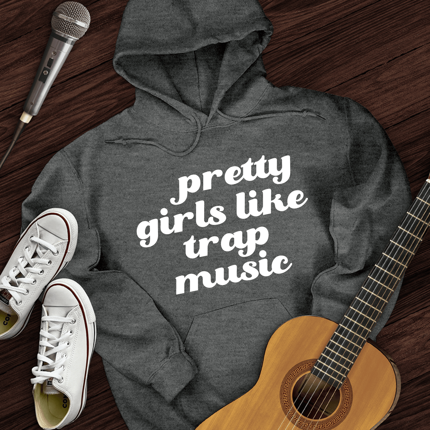 Printify Hoodie Dark Heather / S Pretty Girls Like Trap Music Hoodie