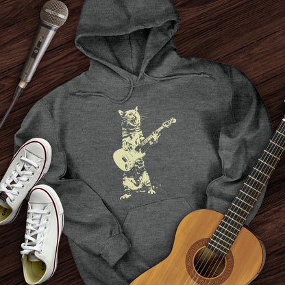 Printify Hoodie Dark Heather / S Rock and Roll Kitten Hoodie