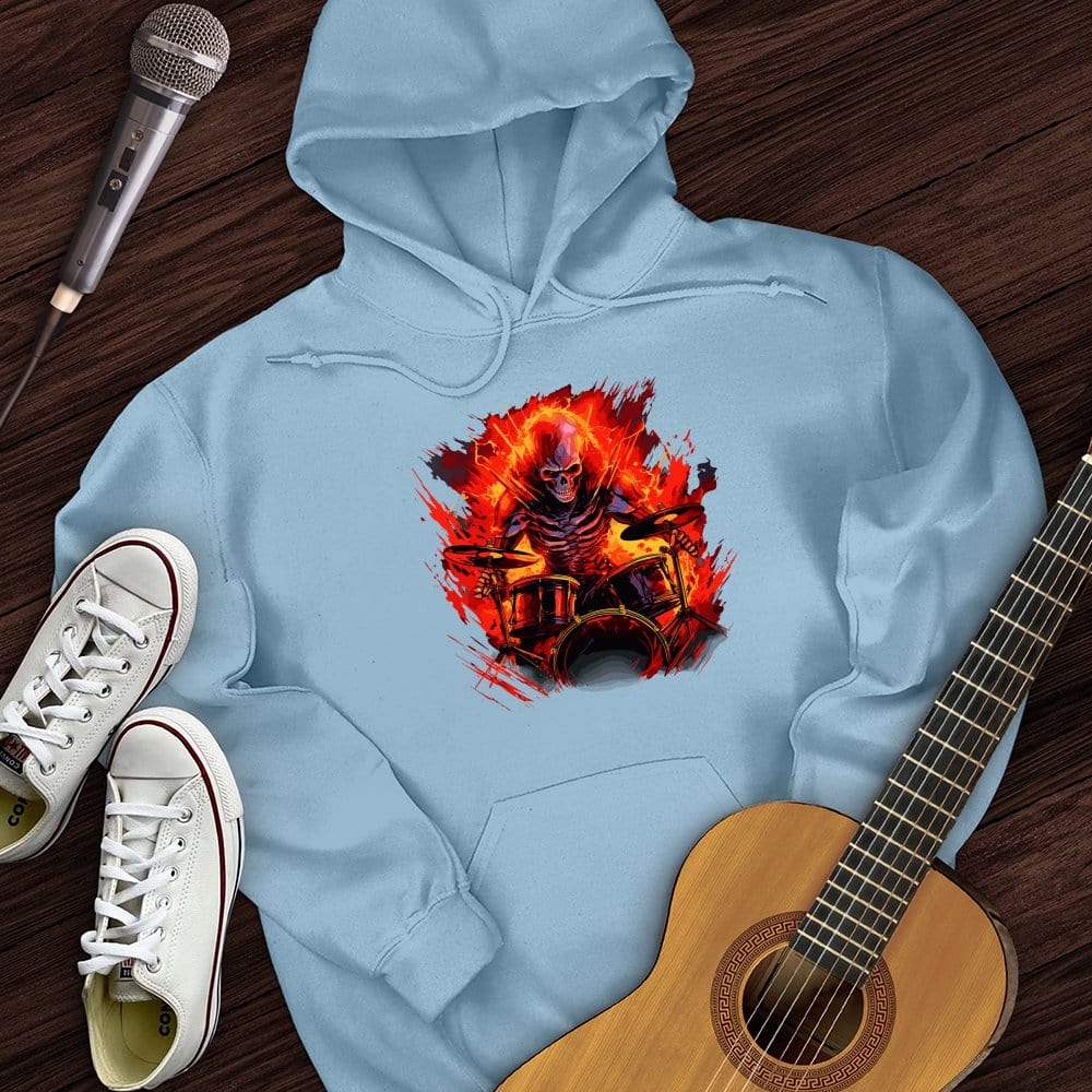 Printify Hoodie Light Blue / S Fiery Drummer Guitar Hoodie