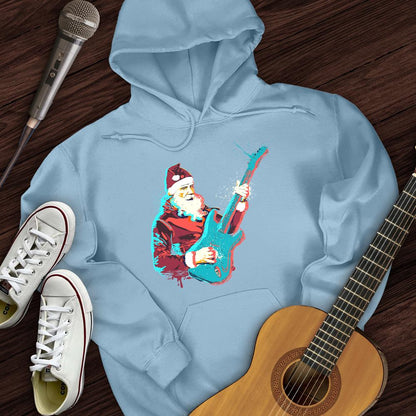 Printify Hoodie Light Blue / S Guitar Santa Hoodie