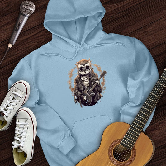 Printify Hoodie Light Blue / S Owl Playing Guitar Hoodie