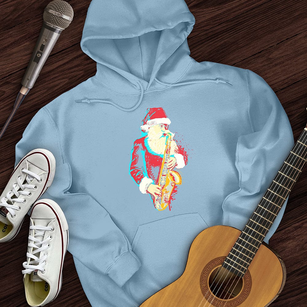 Printify Hoodie Light Blue / S Santa Saxophone Hoodie