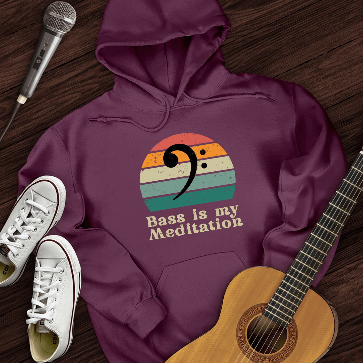 Printify Hoodie Maroon / S Bass Is My Meditation Hoodie