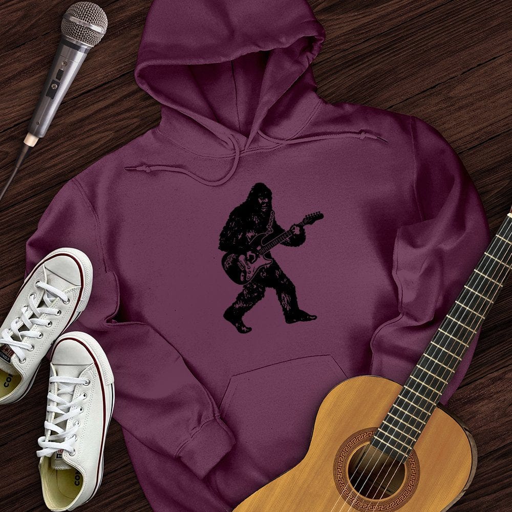 Printify Hoodie Maroon / S Bigfoot Playing Guitar Hoodie