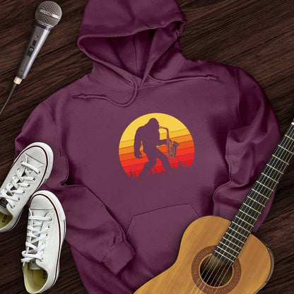 Printify Hoodie Maroon / S BigFoot Playing Sax Hoodie