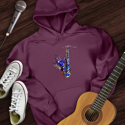 Printify Hoodie Maroon / S Blue Jazz Sax Hoodie