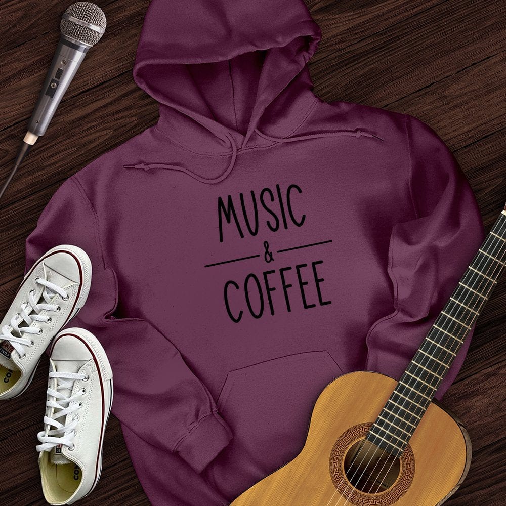 Printify Hoodie Maroon / S Coffee and Music Hoodie