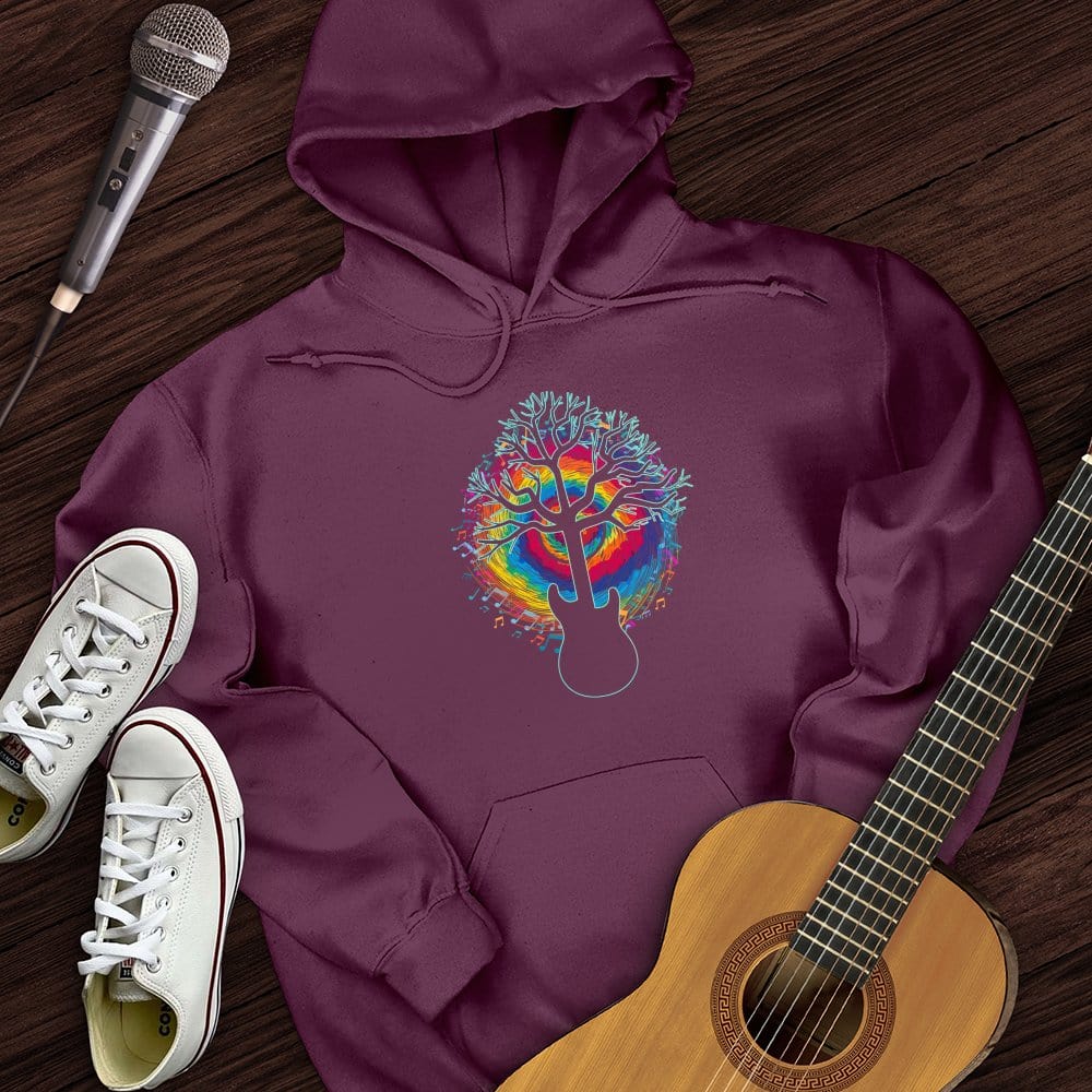 Printify Hoodie Maroon / S Colorful Guitar Hoodie