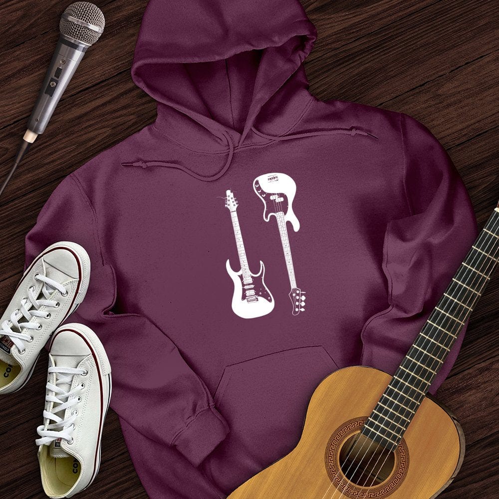 Printify Hoodie Maroon / S Electric and Bass Guitar Hoodie