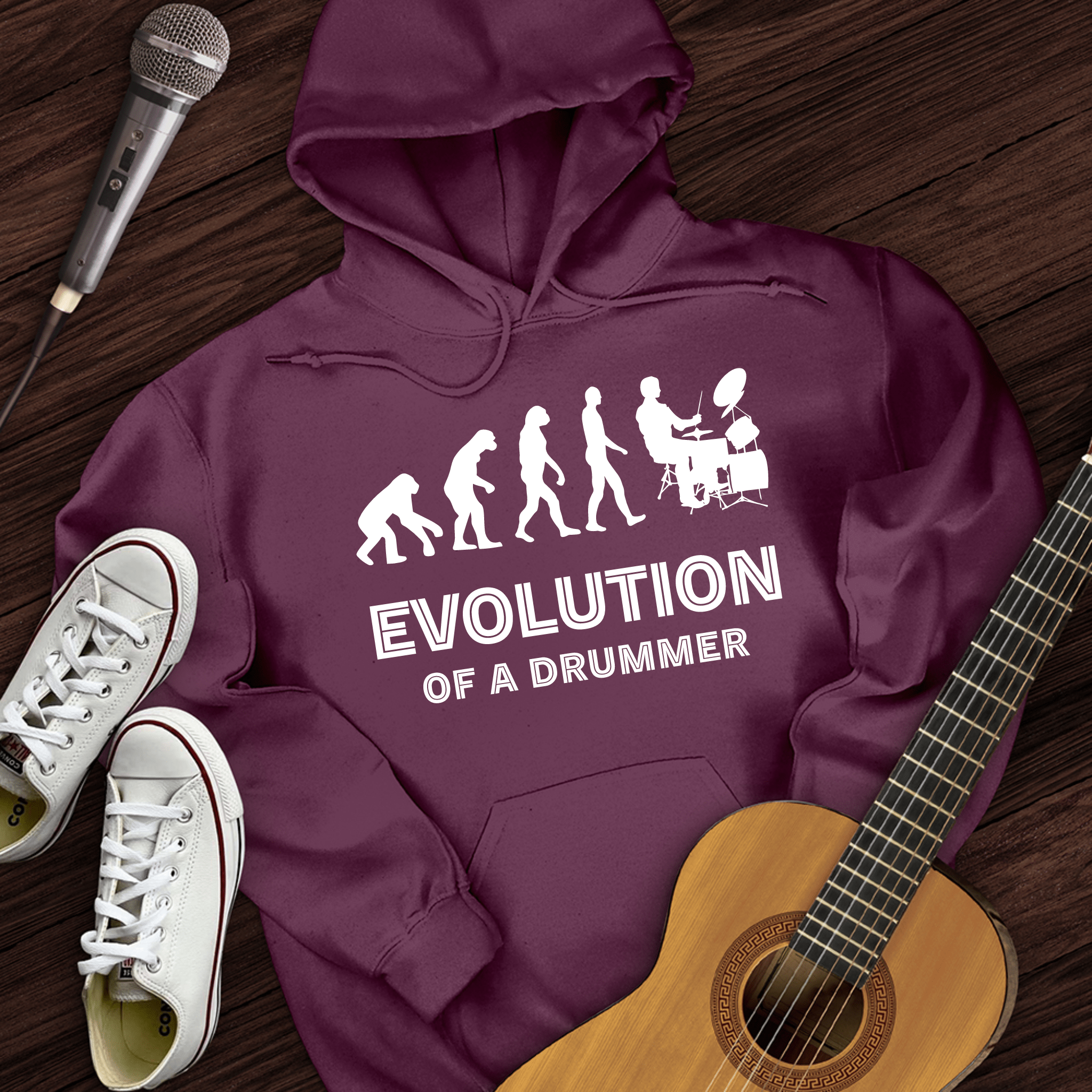 Printify Hoodie Maroon / S Evolution Of A Drummer Hoodie