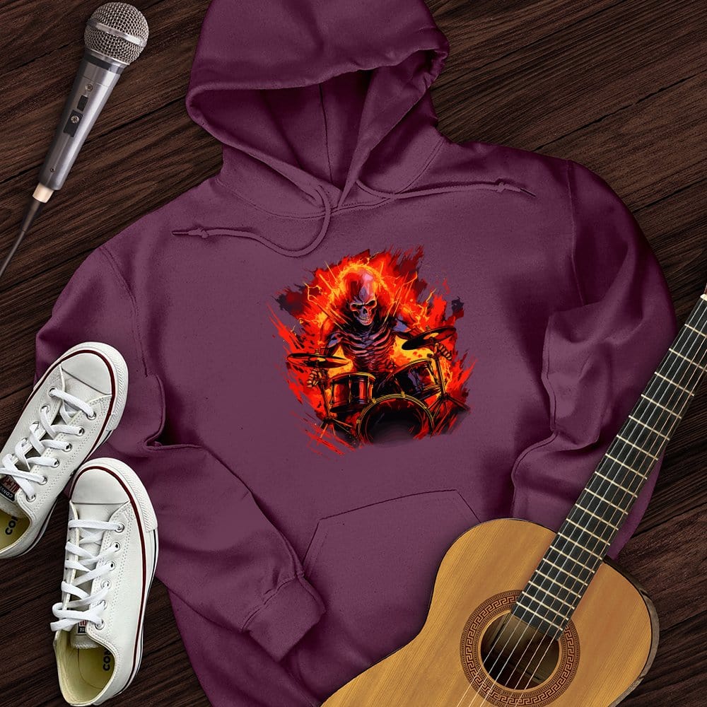 Printify Hoodie Maroon / S Fiery Drummer Guitar Hoodie