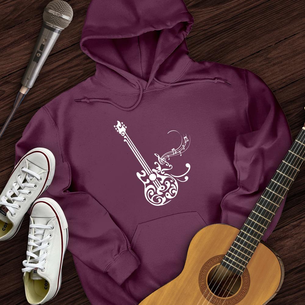 Printify Hoodie Maroon / S Floral Guitar Hoodie