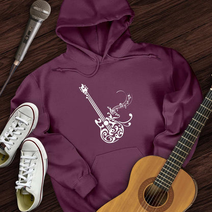 Printify Hoodie Maroon / S Floral Guitar Hoodie