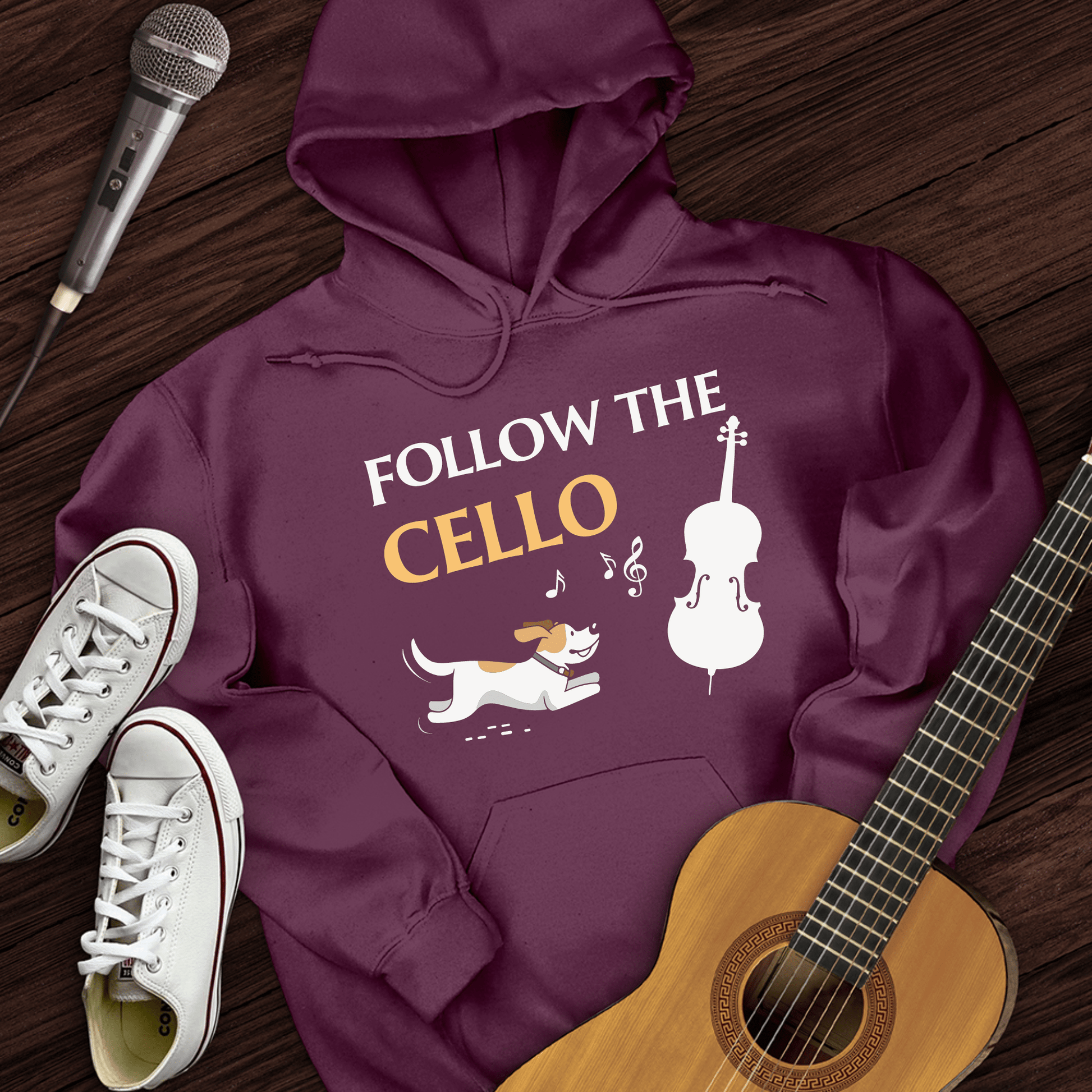 Printify Hoodie Maroon / S Follow The Cello Hoodie